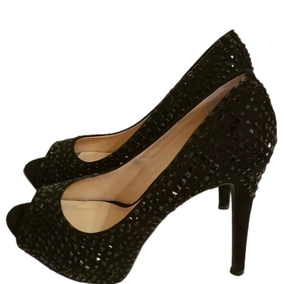 Gianna Bini Black Platform Peep Toe Stiletto 8.5 - Picture 7 of 8